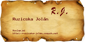 Ruzicska Jolán névjegykártya