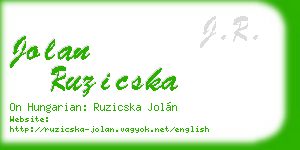 jolan ruzicska business card